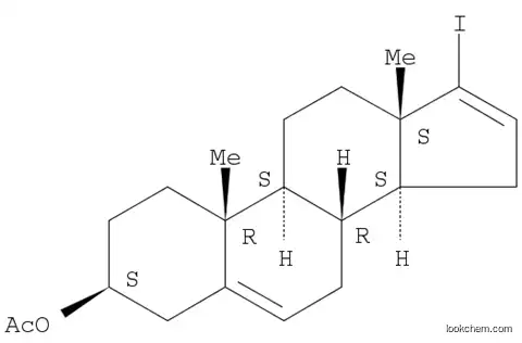 Molecular Structure of 114611-53-9 (17-Iodoandrosta-5,16-dien-3beta-ol 3-acetate)